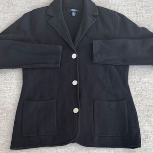 Chaps Women's Classic Black Blazer with buttons, notched collar, pockets